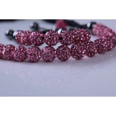 Full Pink Crystal Swarovski Shamballa Necklace,Bracelet And Earrings Set