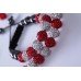 NEW Red and White Swarovski Crystal Shamballa Bracelet,Necklace And Earrings Set