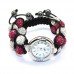 New Pink & White Double Row Crystal Shamballa Watch
