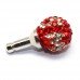 New Red and White Crystal Shamballa Studded Phone Plug