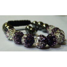 New Stunning Purple and White Two Toned Shamballa Bracelet