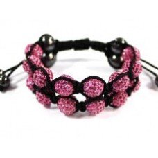 Pink Double Crystal Shamballa Bracelet 