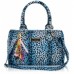 Teal Animal Print Grab Handbag With Charm