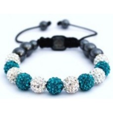 Turquiose and White Crystal Shamballa Bracelet
