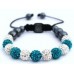 Turquiose and White Crystal Shamballa Bracelet
