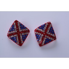 Gorgeous Union Jack Square Design Shamballa Earrings