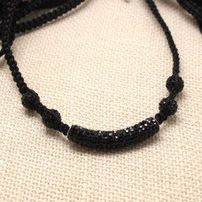 Black Tube Crystal Shamballa Necklace