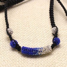 Two Tone Blue Crystal Tube Shamballa Necklace (New 2012 Aug Arrival)