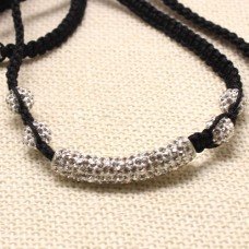 Beautiful Silver/White Crystal Tube Shamballa Necklace (New 2012 Aug Arrival)