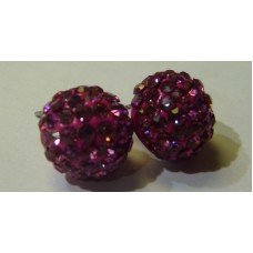 New Real Crystal Fuschia Shamballa Earrings