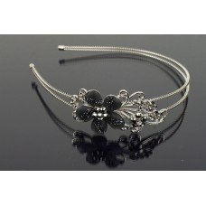 Black and silver Crystal Flower Head Band