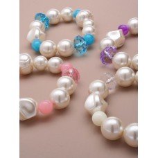 Glass Bead And Pearl Stretchy Bracelet In four Colours