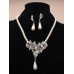 Bridal Pearl And Silver Crystal Necklace And Earrings Set