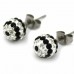 8mm Black & Clear Striped Shamballa Earrings