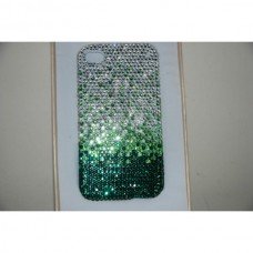 New Two Tone Green, & silver Diamante I phone 4/4s Crystal Cover/ Mobile Phone Case