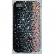 New Two Tone Black ,Grey & silver Diamante I phone 4/4s Crystal Cover/ Mobile Phone Case