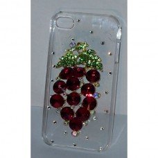 New Red 3D Grape Design / Diamante I phone Transparant Crystal   4/4s Crystal Cover/ Mobile Phone Case