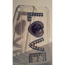 Lovely New Blue Diamante /crystal I phone 4/4s Transparent Love designer Crystal Cover  