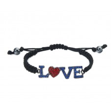 Diamante Crystal Love Blue And Red Charm Bracelet In A Gift Box( ideal Valentine Gift)