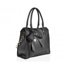 Kaytie Wu Bow Charm And Chain Strap Black Tote HandBag 