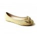 Gold Canvas Espadrille Women Flats 