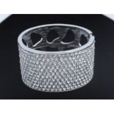 Silver Diamond Crystal Stone Bangle