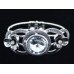 Silver Flower Style Crystal Stone Bangle  