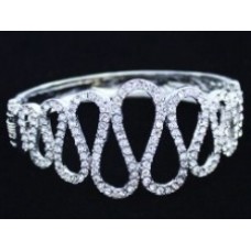 Silver Crystal Stone Bangle