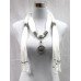 WHITE CRYSTAL NECKLACE SCARF