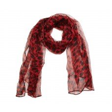 Red Silk Animal Print Scarf