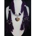 Purple Violet Heart Shape Crystal Necklace Scarf 