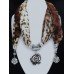 Animal Print With Crystal Stone Necklace Scarf