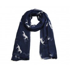 Horse Black Print Long Scarf