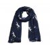 Horse Black Print Long Scarf