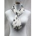 WHITE CHIFFON SUMMER CRYSTAL SCARF 