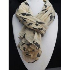 BROWN MOUSTACHE STYLES CRYSTAL SCARF