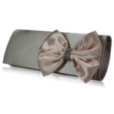 Nude Satin Crystal Evening Clutch Bag