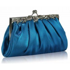 Blue Crystal Satin Evening Clutch Bag