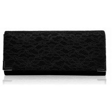 Navy Lace Satin Crystal Evening Clutch Bag