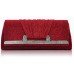 Red Diamante Satin Crystal Evening Clutch Bag