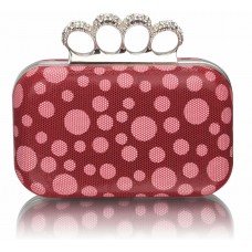 Red Women's Satin Crystal Evening Clutch Bag