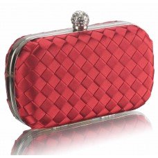 Gorgeous Red Satin Crystal Evening Clutch Bag
