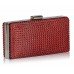 Red Sparkly Satin Crystal Evening Clutch Bag