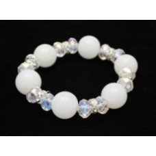 White Glass Beads Crystal Bracelet