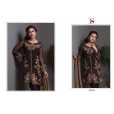 51002 DARK BROWN BAROQUE PAKISTANI DESIGNER STYLE READY MADE SUIT