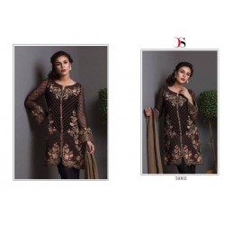 51002 DARK BROWN BAROQUE PAKISTANI DESIGNER STYLE READY MADE SUIT