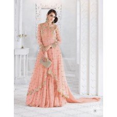 7210-C PEACH GLOSSY SAPPHIRE WEDDING WEAR DESIGNER DRESS