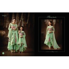 8077 GREEN KARMA EMBROIDERED PARTY WEAR SILK FABRIC ANARKALI SUIT