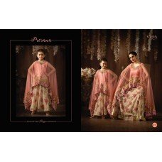 8078 PEACH AND CREAM KARMA FLORAL PRINTED PARTY WEAR INDIAN DESIGNER ANARKALI SUIT