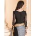 CS-22 GREY AND BLACK HALF AND HALF SAREE WITH FULL SLEEVE BLOUSE